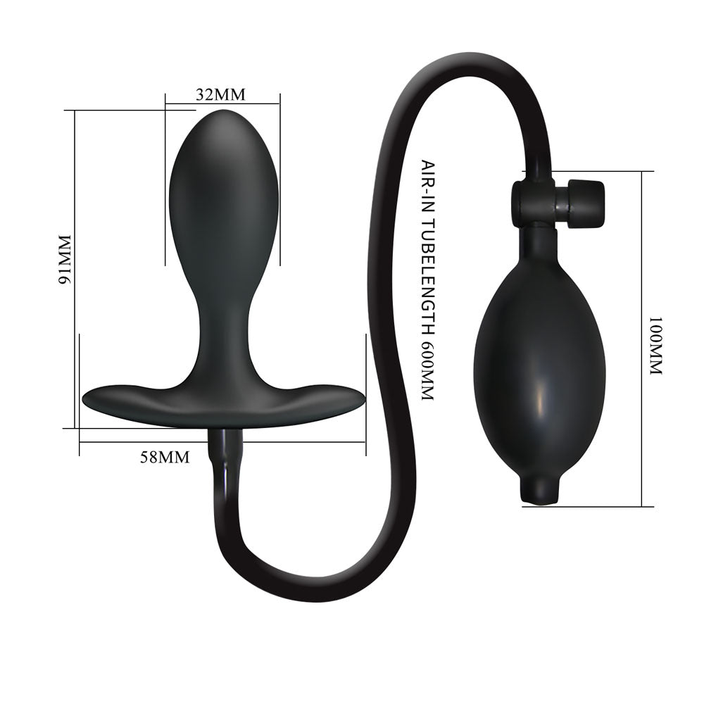Party Up KEVIN Inflatable Butt Plug - Black 9.1 cm Inflatable Butt Plug